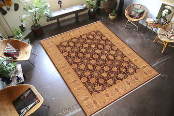 handmade Transitional Kafkaz Chobi Ziegler Aubergine Beige Hand Knotted RECTANGLE 100% WOOL area rug 8 x 9